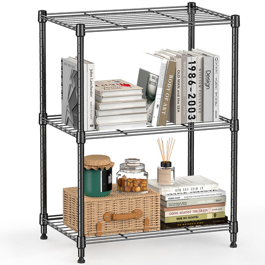 MZG 450 lbs Steel Storage Shelving 3-Tier Utility Shelving Unit Steel Organizer Wire Rack for Home,Kitchen,Office (11.8" D x 17.7" W x 26.3" H)