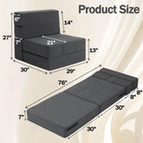 CATMIX Folding Sofa Bed, 7 inch Memory Foam Floor Couch, Convertible Sleeper Foldable Mattress Futon Sofa for Living Room/Home Office/Guest Beds/Apartment/Upstairs Loft (Dark Gray, Single) CATMIX