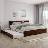 AFI, Wesley King Platform Bed with Panel Footboard & Twin XL Trundle, Walnut AFI