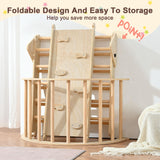 Pikler Triangle Set, Foldable Climbing Play Gym with Arch, Ramp, and Climbing Triangle, Wodden Toddler Climbing Toys Indoor, Montessori Learning Toy for Kids 2-12 Years OLLIKIVI