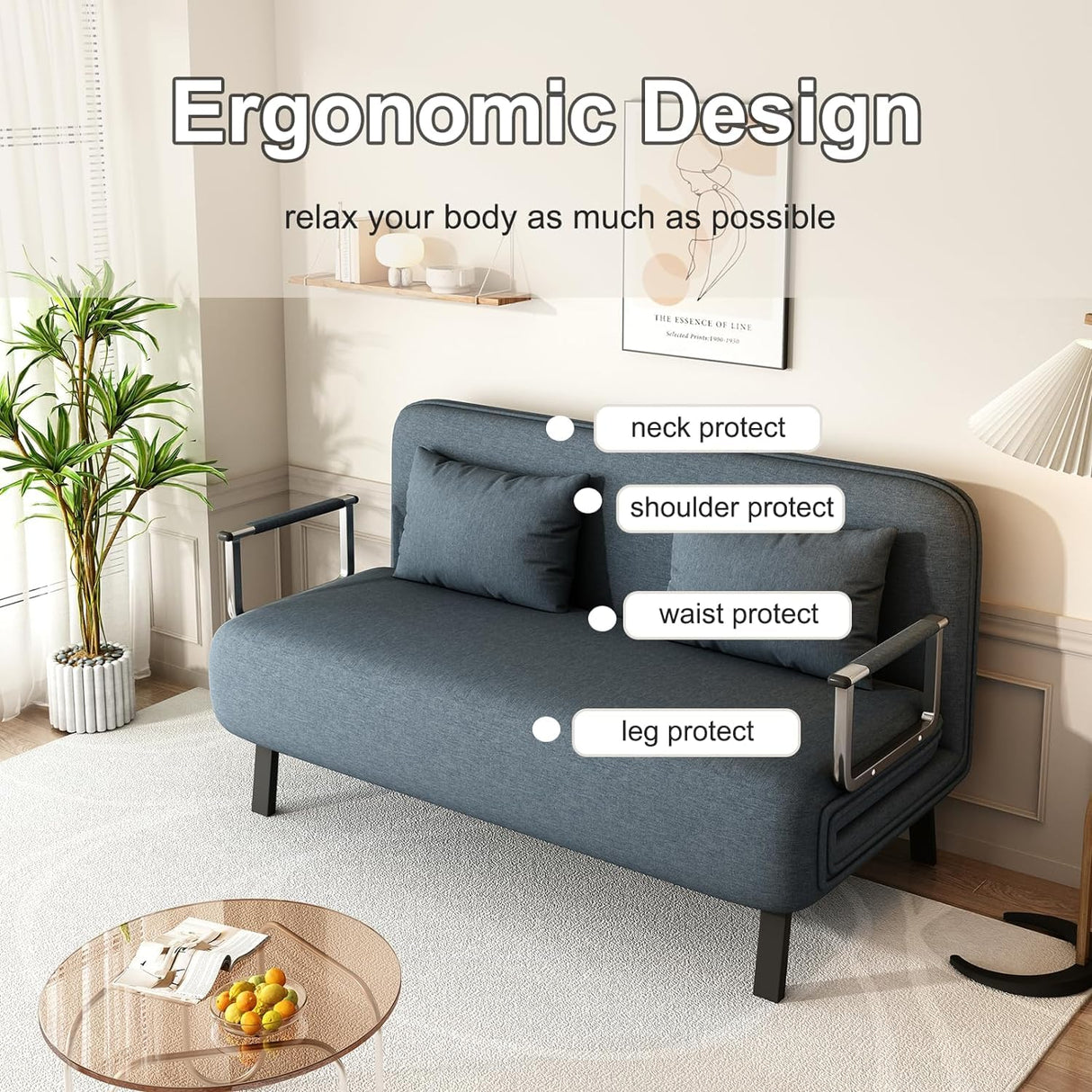 Convertible Sleeper Sofa, 55″ Tri-Folding Queen Sofa Bed with Adjustable Backrest, Velvet Comfy Loveseat Sleeper, Sleeper Sofa Bed for Adults, Modern Futon Sofa Bed for Bedroom Living Room (55in) Meesifeel