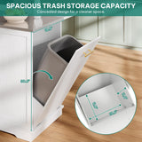 YITAHOME Kitchen Islands with Seating, 47" Mobile Storage Island with Trash Can, Rolling Kitchen Island Cart with Drop Leaf & Stainless Steel Countertop, Bar Table with 2 Stools, Spice Rack, White YITAHOME