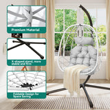 YITAHOME Hanging Egg Chair with Stand Swing Chair Wicker Indoor Outdoor Hammock Egg Chair with Cushions 330lbs for Patio, Bedroom, Garden and Balcony, Single, Light Gray YITAHOME