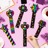 CY2SIDE 60PCS Princess Fairy Wand Scratch Bookmarks for Girls, Make Your Own Fairy Stick Scratch Paper Magic Wands Bookmark, DIY Princess Stick Rainbow Crafts Ornaments for Kids Birthday Party CY2SIDE