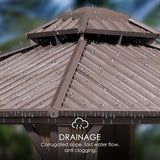 Kozyard 10'x12' Hardtop Gazebo - Permanent Metal Pavilion with Netting Shaded Curtains for Patio, Backyard, and Deck - Galvanized Steel Outdoor Aluminum Canopy, Double Roof Gazebo (Dark Brown) Kozyard