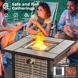 ovios 10 Pieces Patio Furniture Set, Outdoor Sectional Sofa with Swivel Rocking Chairs, Fire Pit Table, Wide Arms and Deep Seat, Modular Wicker Rattan Conversation Set, Dark Grey ovios