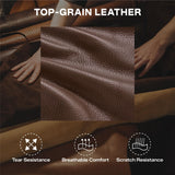 Watson & Whitely Genuine Leather Electric Recliner Chairs for Adults, Lay Flat Recliner with Power Headrest & Chargers for Living Room, Dark Brown Watson & Whitely