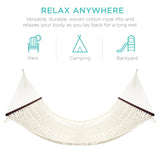 Best Choice Products 2-Person Double Hammock, Outdoor Woven Cotton Rope Hammocks for Backyard, Patio w/Spreader Bars, Carrying Case, 450lb Weight Capacity Best Choice Products