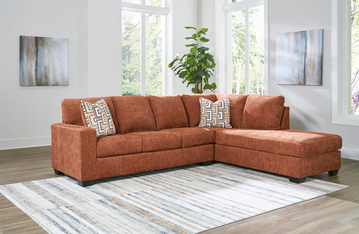 Signature Design by Ashley Aviemore Casual L-Shaped 2-Piece Sectional with Chaise for Living Room, Orange Signature Design by Ashley