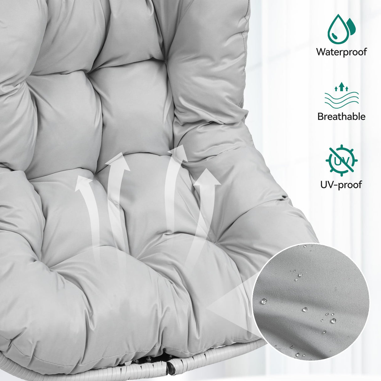 YITAHOME Egg Chair Swing Hanging Outdoor Wicker Hammock Chairs Indoor with Steel Stand UV Resistant Cushion 330lbs for Patio, Bedroom, Garden and Balcony - Gray YITAHOME