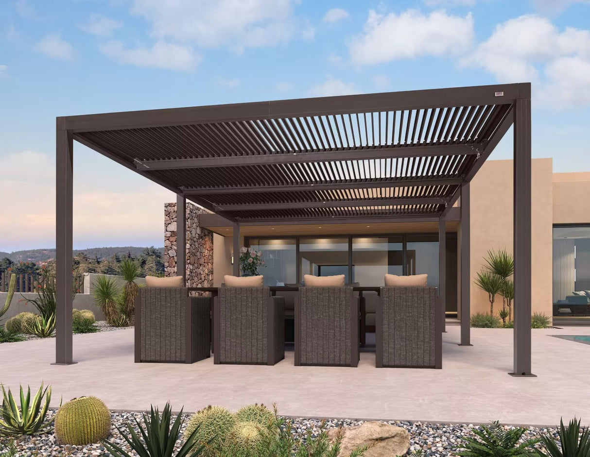 PURPLE LEAF Louvered Pergola 14' × 20' Outdoor Hardtop Gazebo Sun Shade with Adjustable Canopy Patio Aluminum Retractable Roof for Outside Deck Backyard Pavilion PURPLE LEAF