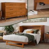 AFI, Santa Fe Queen Murphy Bed Chest with 6" Mattress & Built-in USB Charger, Light Toffee AFI