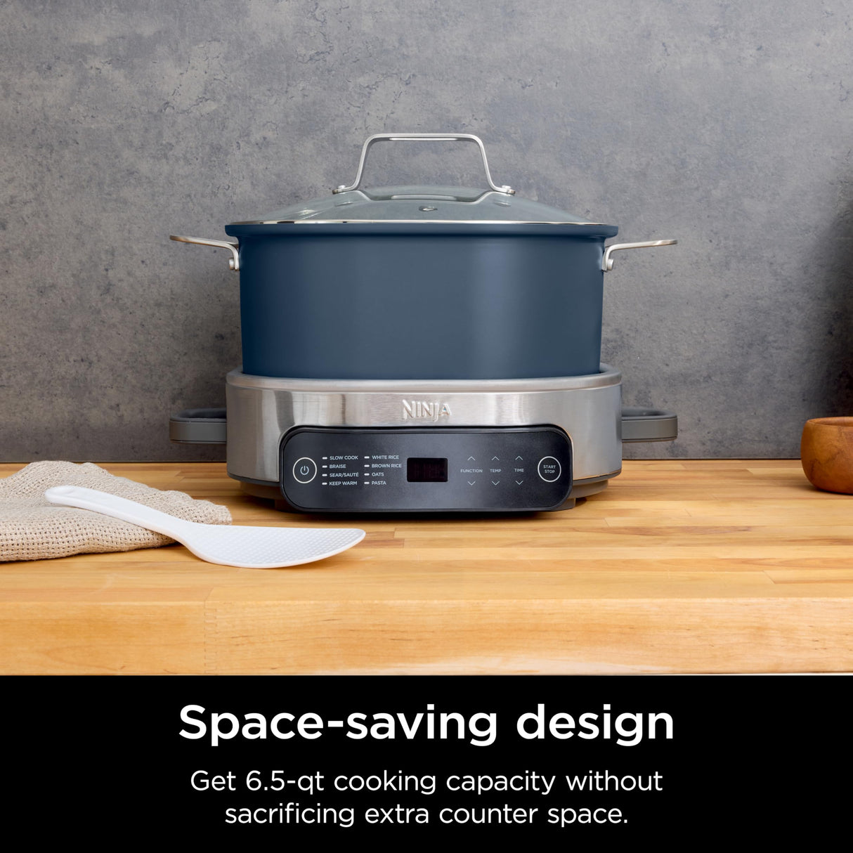 Ninja MC1101 Foodi Everyday Possible Cooker Pro, 8-in-1 Versatility, 6.5 QT, One-Pot Cooking, Replaces 10 Cooking Tools, Faster Cooking, Family-Sized Capacity, Adjustable Temp Control, Midnight Blue Ninja