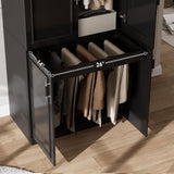 MEISSALIVVE Armoire Wardrobe Closet with 6 Door, 74.8" Large Wardrobe Cabinet with Hanging Rod, Freestanding Modern Bedroom Armoire Storage Cabinet, Black MEISSALIVVE