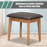 Merax 43.3" Classic Wood Makeup Vanity Desk Set with Flip-top Mirror, Dressing Table with 3 Storage Drawers and Cushioned Stool, Brown Merax