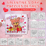 Realspring 24 Pack Color Your Own Valentine's Day Jigsaw Puzzles for Kids Coloring DIY Valentine Day Puzzle Paper Party Favors Gift Valentines Classroom Activities Educational Puzzles Jigsaw Game Toy Realspring