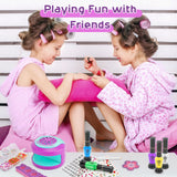 BATTOP Kids Nail Art Kit for Girls Ages 7-12 with Nail Dryer & 2 in 1 Water Based Nail Polish Pen & 3D Decoration & Sticker and Nail Flier - Idea Birthday Gifts for Girls 7 8 9 10 11 12 BATTOP