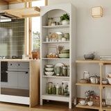 METOTI 71" H Tall Bookshelf and Bookcase, Farmhouse Book Shelf with 5-Tier Open Shelves, Wooden Bookcase Freestanding Display Bookshelves for Bedroom, Living Room, White METOTI