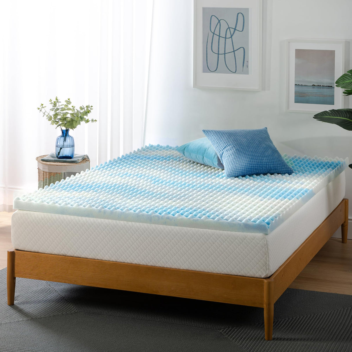 ZINUS 2 Inch Swirl Gel Cooling Memory Foam Mattress Topper, Smaller, More Convenient WonderBox Packaging, Cooling, Airflow Design, CertiPUR-US Certified, King Zinus