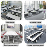 Jklmzpf Conference Table, Folding Office Conference Room Tables on Wheels, Flip Top Mobile Meeting Training Table with White Tabletop, Rectangular Classroom Seminar Tables Multifunctiona Modular Desk Jklmzpf