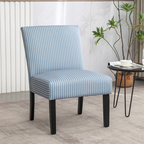 Roundhill Furniture Botticelli Blue Stripe Upholstered Slipper Accent Chair Roundhill Furniture