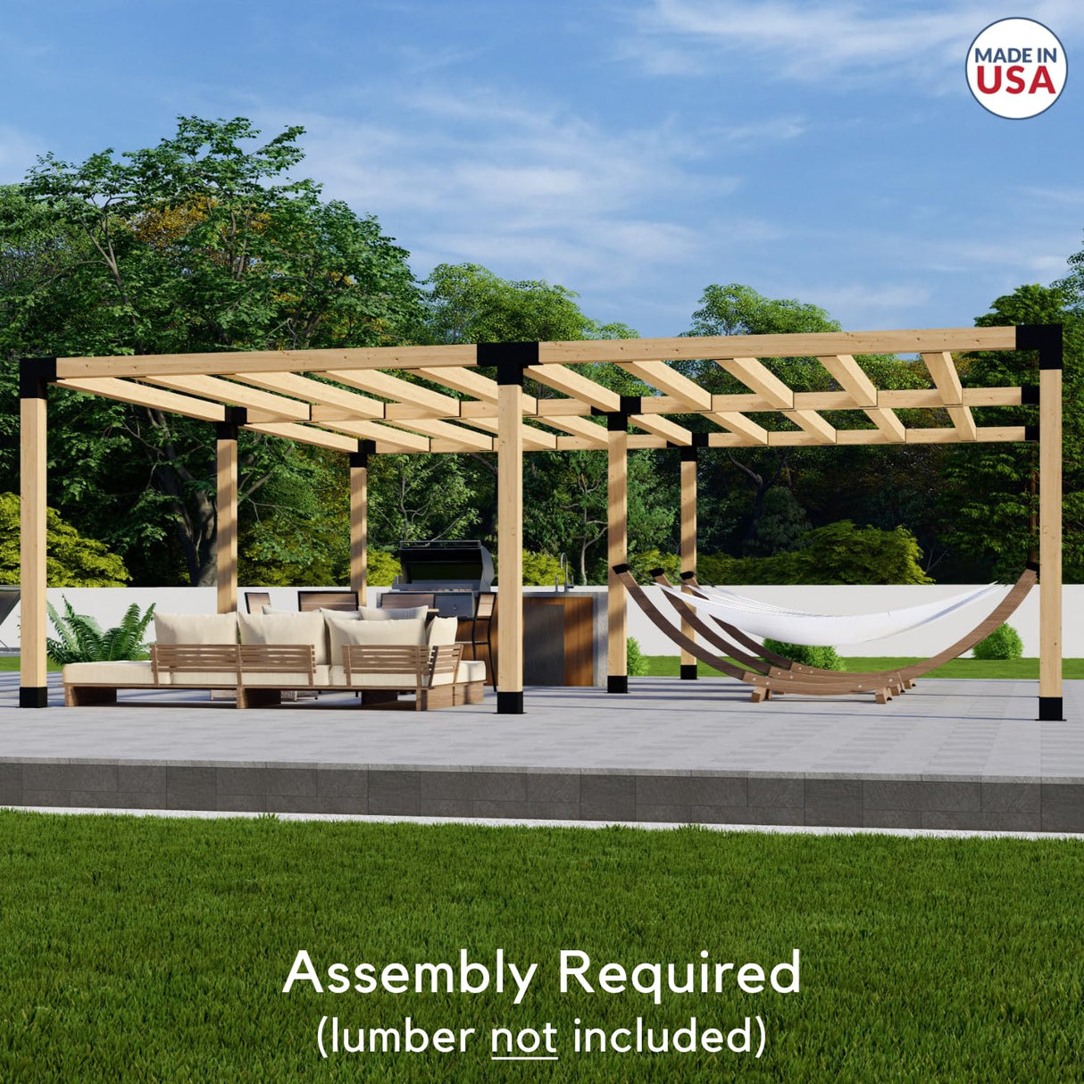 DIY Free-Standing 20 x 15 Pergola Kit with Roof (Made in The USA with American Steel) Zen Pergolas