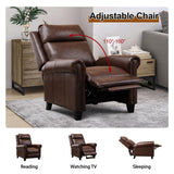 CANMOV Leather Recliner Chair Set of 2, Classic and Traditional Push Back Recliner Chair with Comfortable Arms and Back for Living Room Bedroom Adjustable Single Sofa, Brown CANMOV