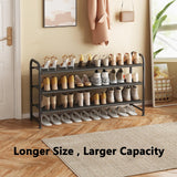 INGIORDAR Shoe Rack 3 Tier Long Storage Organizer Wide Metal Shoe Shelf for Closet Entryway Black INGIORDAR
