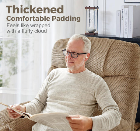 ABCASA Oversized Dual Motor Lay Flat Power Lift Recliner Chair with Massage, Heating, Lumbar Pillow, USB & Type-C Ports, Textile Lift Chairs Recliners, Large Recliner for Big & Elderly People - Beige ABCASA