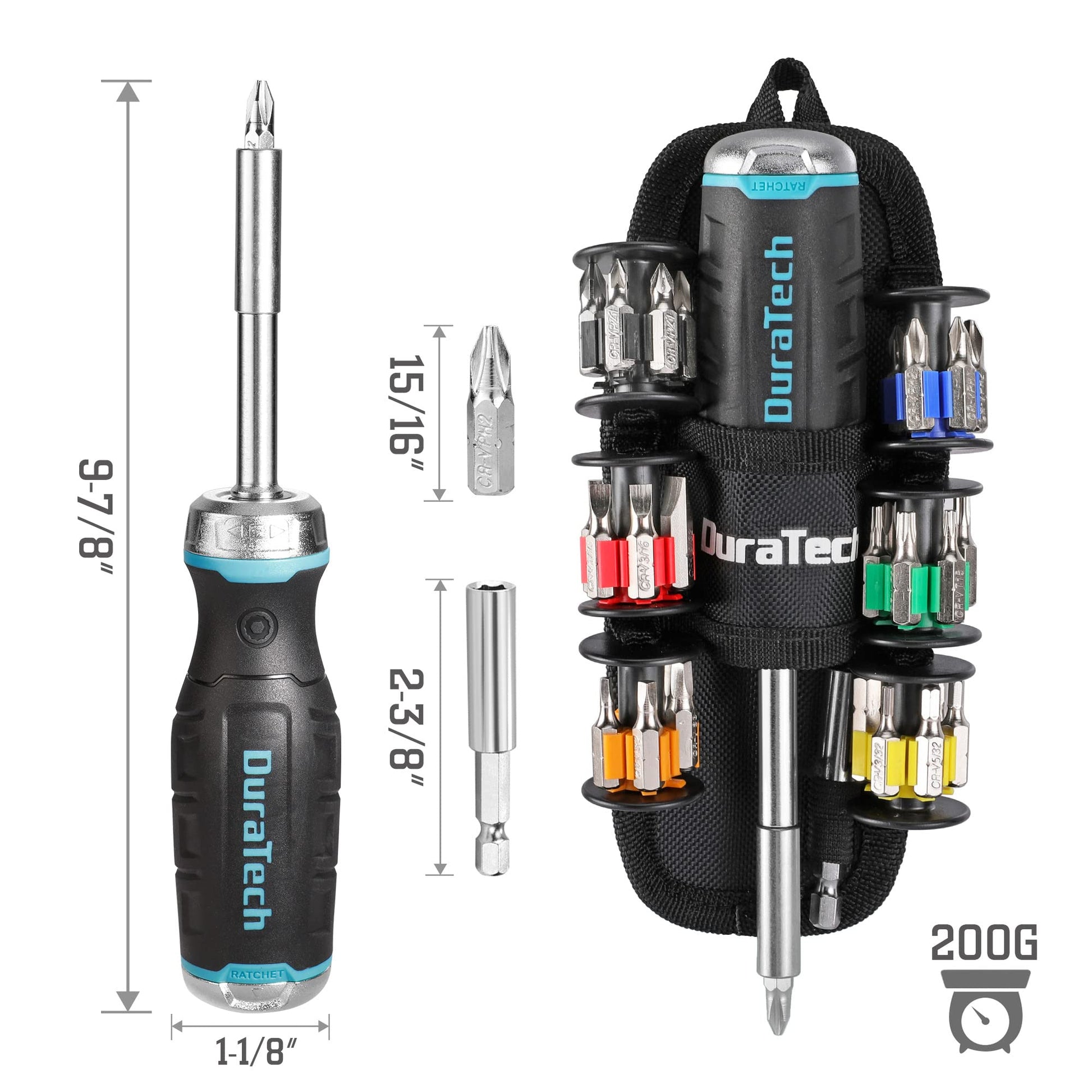 DURATECH Multi-bit Ratcheting Screwdriver, 38-Piece Magnetic Screw Drivers with Bits Storage Handle, Slotted/Philips/Pozi/Torx/Hex/Square - WoodArtSupply