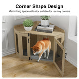 Corner Dog Crate Furniture - Dog Crate Cage for Small Medium Dogs, Wooden Indoor Aesthetic Puppy Kennel TV Stand, Modern Decorative Pet House Dog Cage, Light Oak Giluta
