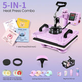 WHUBEFY Heat Press, 5 in 1 Tshirt Press Machine 15"x12" 360° Swing Away Digital Industrial Heat Transfer Machine, Multifunctional Sublimation Heat Press Machine for T Shirts/Mug/Cap/Plate/DIY Whubefy