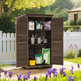MCombo Outdoor Storage Cabinet, Garden Storage Shed, Outside Vertical Shed with Lockers, Outdoor 63 Inches Wood Tall Cabinet for Yard and Patio 0870 (Brown) MCombo