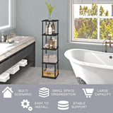 POBOMULI 46" Narrow Bookshelf, 5-Tier Tall Bookcase Small Space, Corner Book Shelf Slim Storage Display Rack Living Room Bedroom Study Office, Black POBOMULI