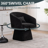 IHDKO 34" Swivel Barrel Chairs Set of 2, Modern Swivel Accent Chair with 360° Rotation Design, Ergonomics Design, Chenille Small Armchair with Backrest for Living Room, Bedroom, Reception Room, Black IHDKO