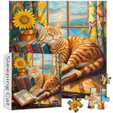 Cat Puzzles for Adults 1000 Pieces and up, PICKFORU Animal Jigsaw Puzzles Collection Funny Sleep Kitty, Book Puzzle for Cat Lovers PICKFORU