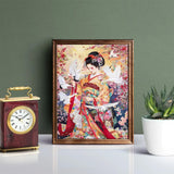 PUAGEMTI Geisha DIY Japanese Woman Diamond Art Kits for Adults, Full Round Crystal Gemstone Art Cross Stitch Diamond Painting Kits for Beginners 12x16 Inch, for Room Decor Bathroom Decor PUAGEMTI