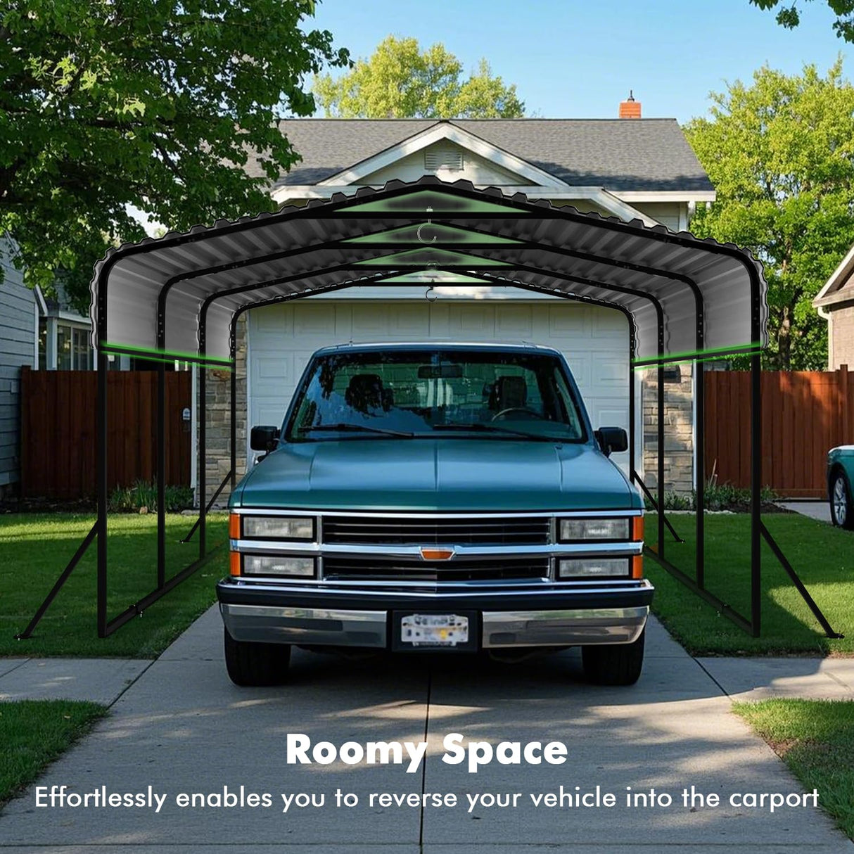 10x15FT Metal Carport, Heavy Duty Car Port Canopy with Iron Roof and Frame, Extra Large Carports Withstand Strong Wind or Heavy Rain, Suitable for Parking Pickup, Boat, Car, and Tractor WUKHG