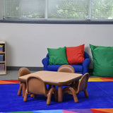 Children’s Factory Baseline Toddler Square Table and Chairs Set, Natural Wood – Includes One 30”, 12” High Square Table and Four 5” High Chairs – Durable, Lightweight, Easy to Move Children's Factory