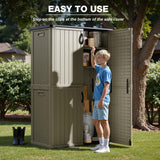 Greesum Outdoor Storage Shed Without Divider, 45 cu.ft Outdoor Waterproof Storage Cabinet for Garden Tools, Pool Storage, Garbage Cans, Beige Greesum