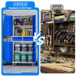 METAN 71" H 2 Drawer Metal Storage Cabinet with Locking Doors,Steel Rolling Tool Storage Cabinet with 2 Adjustable Shelves for Garage,Home, Office, Kitchen Assembly Required (Grey Blue) METAN