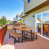 MFSTUDIO Outdoor Patio Bench Set of 2 Acacia Wood 63" Long Rectangular Dining Picni Benches for Backyard, Garden, Lawn, Porch MFSTUDIO