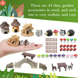 Canlierr 58 Pcs Mini Garden Accessories Set Fairy Village Miniature Fairy House Starter Kit Mini Terrarium Figurines Micro Landscape Mixed Model Tree Diorama Supplies for DIY Succulent Dollhouse Craft Canlierr