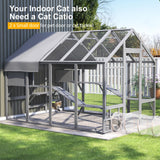 TIMHAKA Large Cat Catio, Catio Outdoor Cat Enclosure for Multiple Cats with 7 Platforms, 2 Resting Box and 2 Bridges, Wooden Feral Cat Shelter with Waterproof and UV Proof Canopy, 71 x 71 x 97 inch TIMHAKA