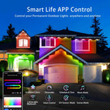 Permanent Outdoor Lights for House, DIY Scene for Halloween, Christmas, 48ft Smart Christmas Light Outdoor with 30 RGB+IC Permanent Christmas Lights, IP67 Waterproof, Work with Google Assistant,Alexa MJHH
