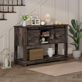 LUXOAK Farmhouse Entryway Table with Sliding Barn Doors, 46" Sofa Table for Living Room, Console Table with Storage, Dark Rustic Oak LUXOAK