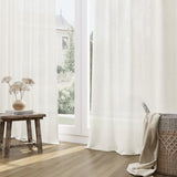 Guken Natural Linen Curtains 84 Inch Length for Living Room Bedroom 2 Panels Set Rod Pocket Light Filtering Semi Sheer Window Curtains 52 Inch Width Boho Farmhouse Linen Drapes Cream Ivory, W52xL84 Guken