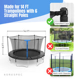 KORESPEC 14 FT Trampoline Net Replacement with 6 Pole Caps and 4 Strings, Safety Enclosure Net, Premium Breathable UV Weather Resistant Mesh, Parts Fit Outdoor Round Frame with 6 Straight Poles KORESPEC