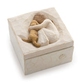 Willow Tree True, Truly a Friend, Box for Jewelry and Treasures with Bas-Relief Carving of Girl with Puppy Dog, Sculpted Hand-Painted Keepsake Box Willow Tree