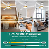 YITAHOME 60 inch Ceiling Fan with Light and Remote, Crystal Rod Design, Modern Chandelier Ceiling Fan with Reversible Quiet Motor, White Gold Indoor Ceiling Fan with 3 LED Colors, Memory Function YITAHOME